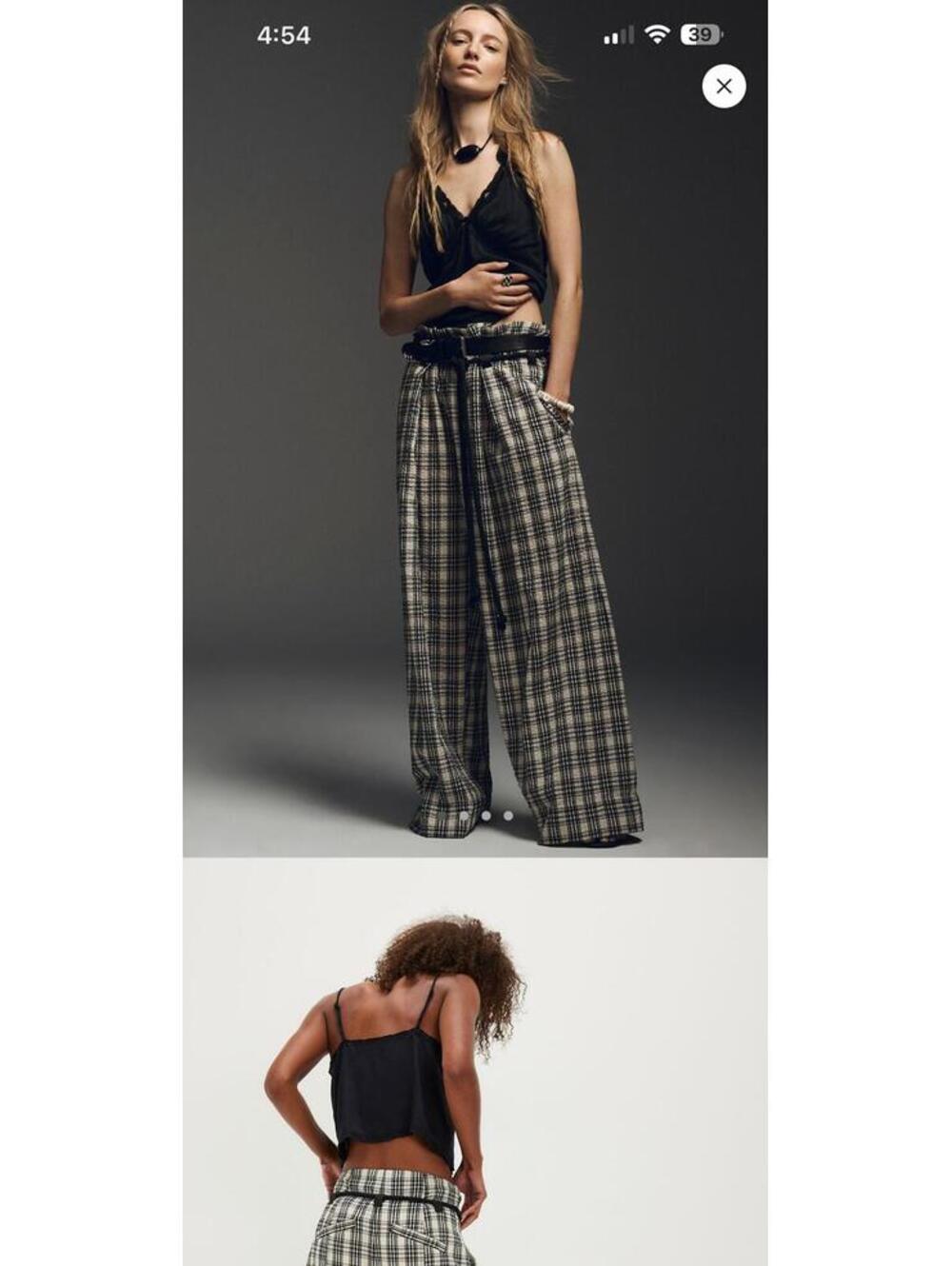 NWOT Free People Dimes Tie Plaid Trousers 2 - MSRP $178
